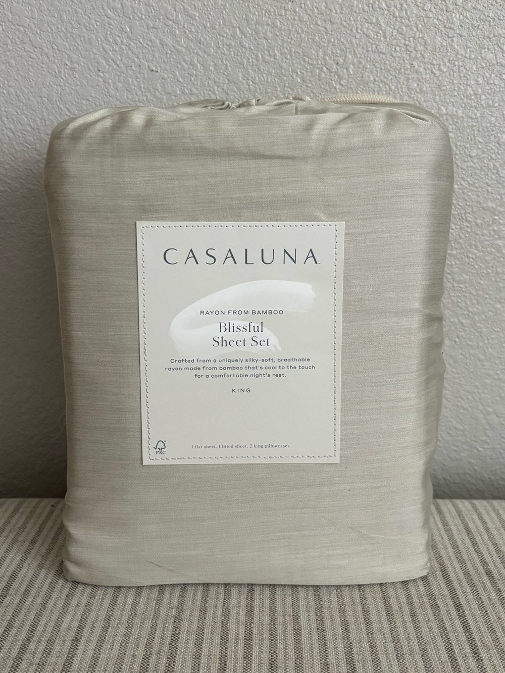 NWT King 400 Thread Count Rayon from Bamboo Sheet Set Light Olive Green Casaluna